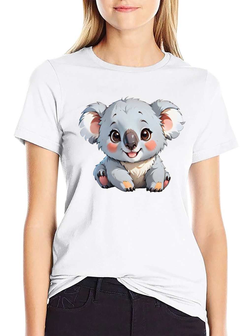 Cute Koala Bear Graphic T-Shirt - Black