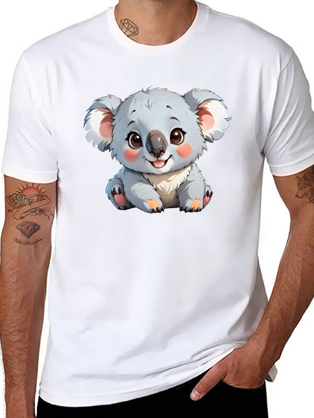 Cute Koala Bear Graphic T-Shirt - Black