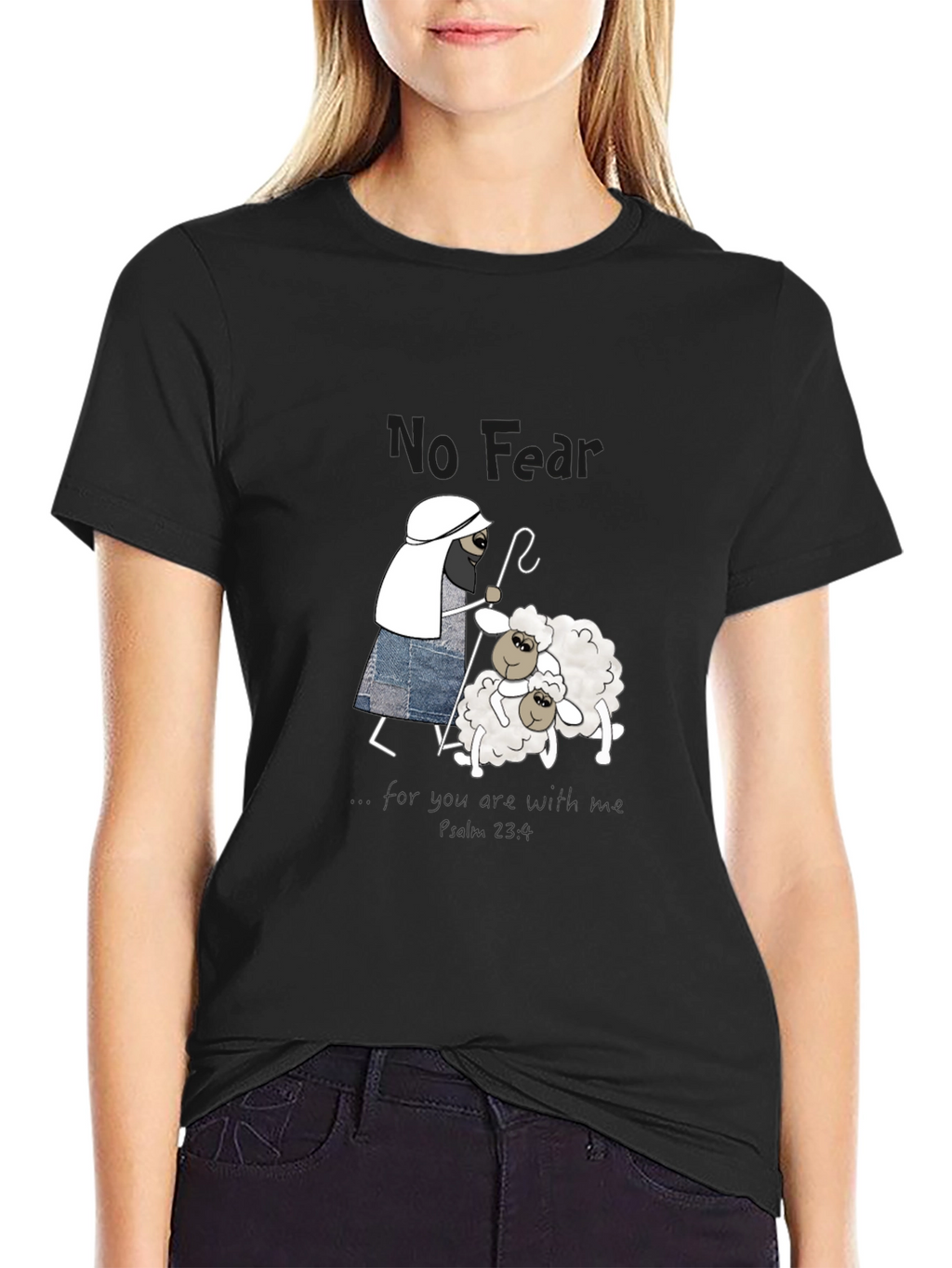 No Fear Christian T-Shirt Shepherd with Sheep