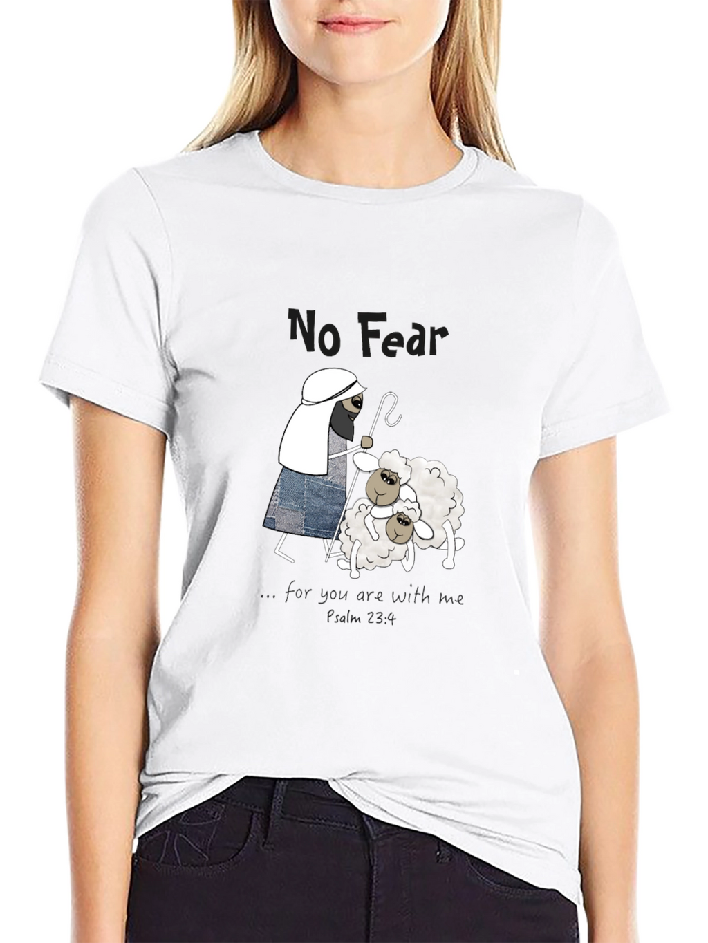 No Fear Christian T-Shirt Shepherd with Sheep