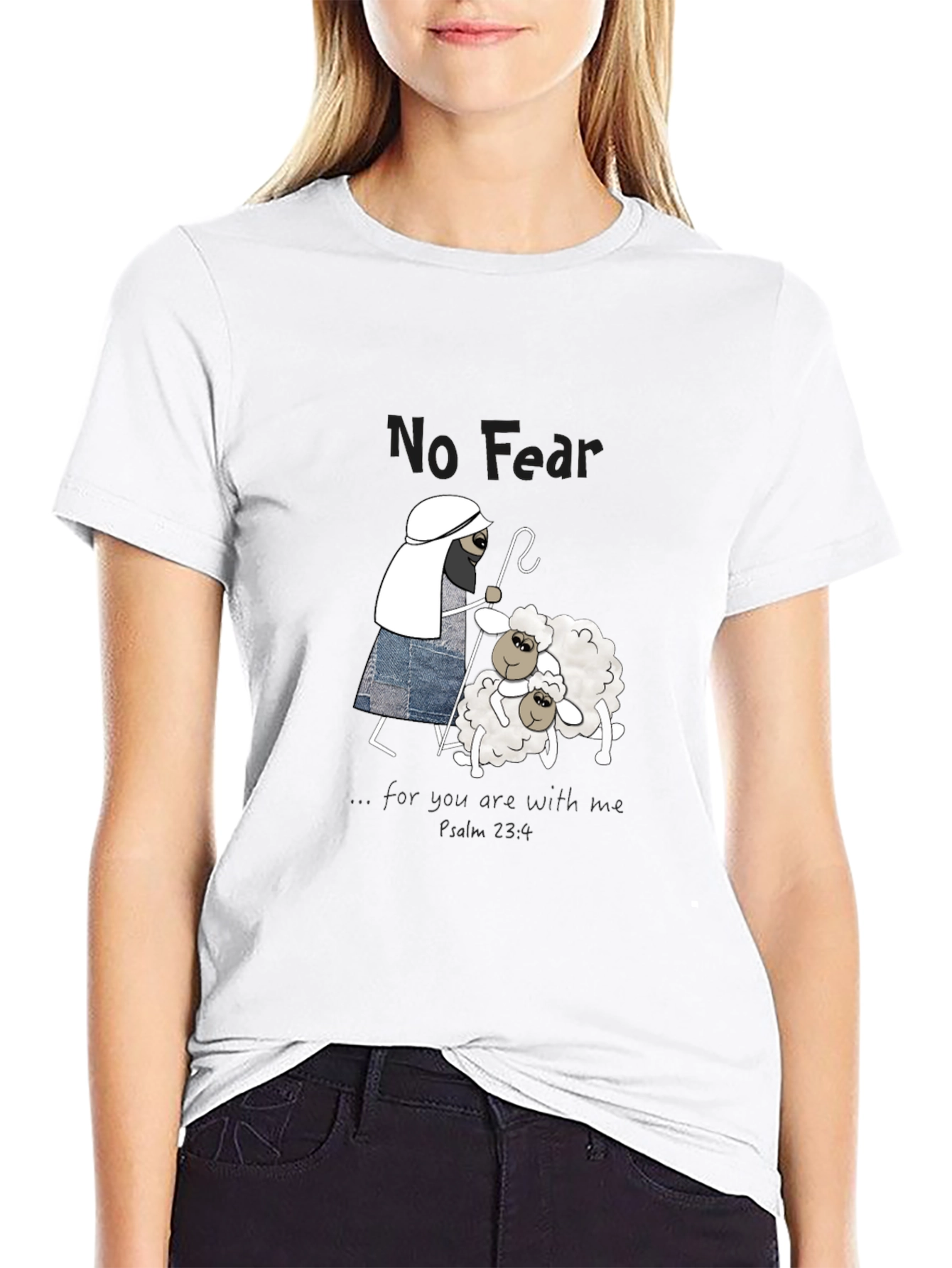 No Fear Christian T-Shirt Shepherd with Sheep