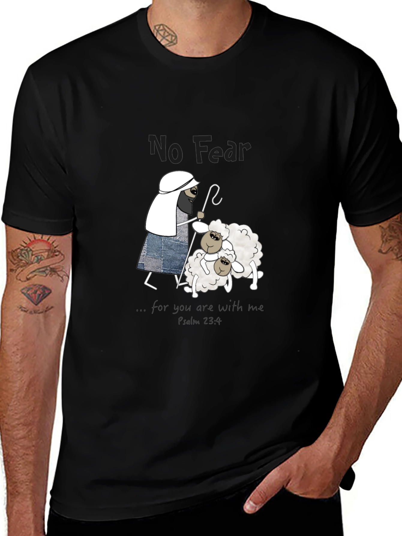 No Fear Christian T-Shirt Shepherd with Sheep