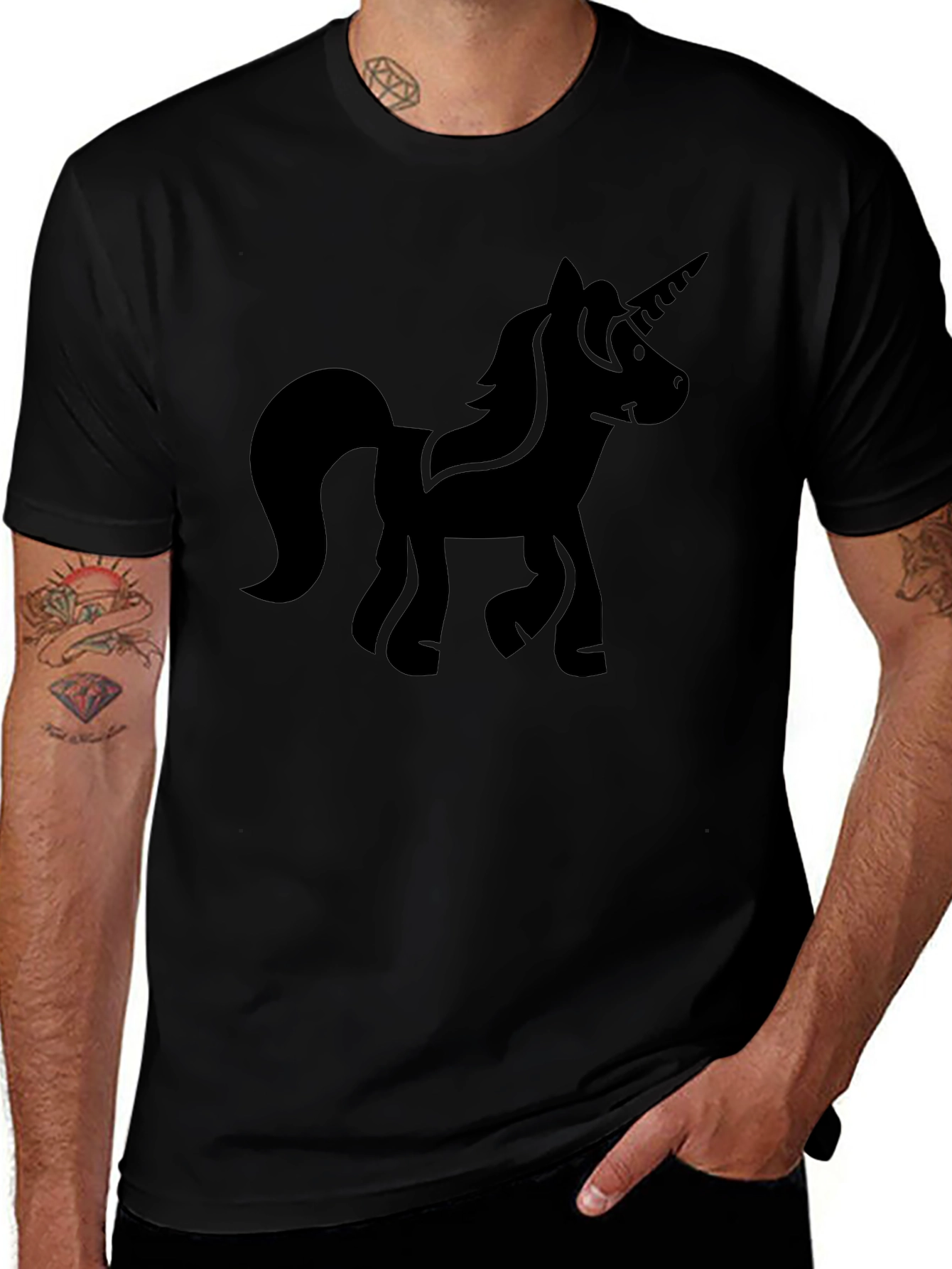 Unicorn Silhouette Black T-Shirt - Mens Graphic Tee
