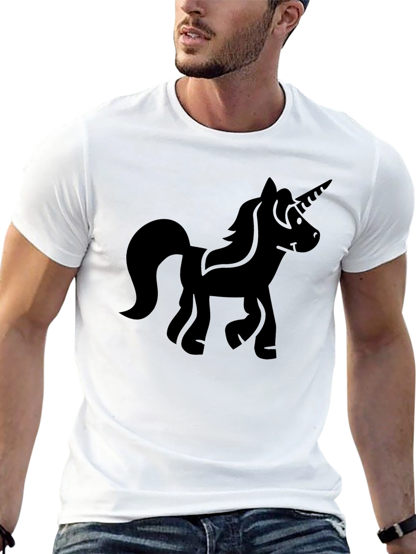 Unicorn Silhouette Black T-Shirt - Mens Graphic Tee