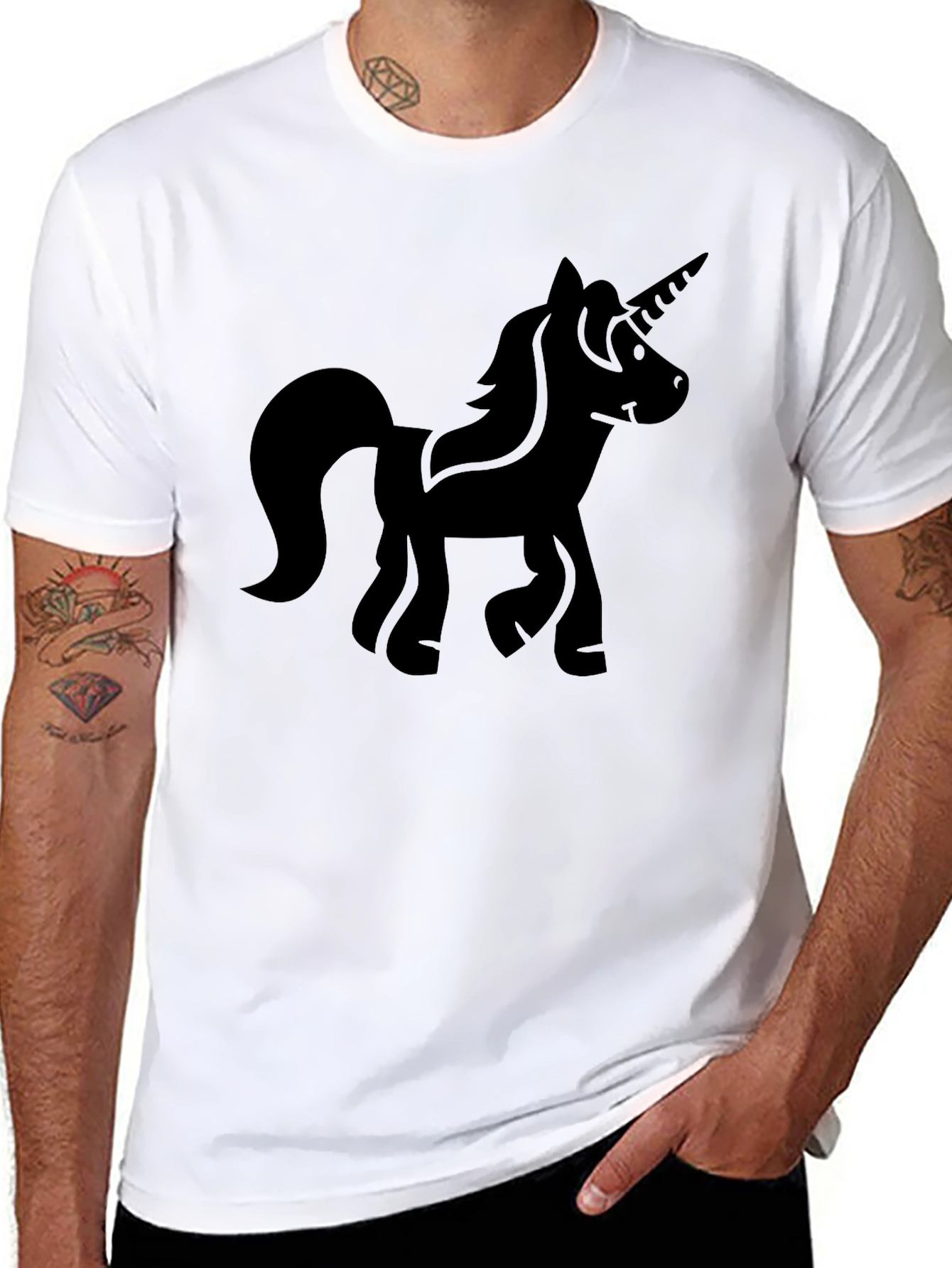 Unicorn Silhouette Black T-Shirt - Mens Graphic Tee