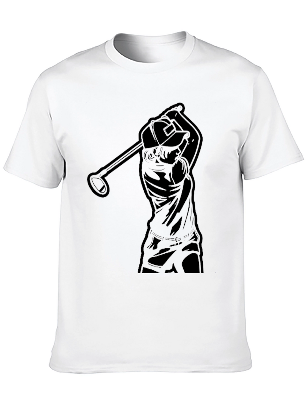 Golfer Silhouette Graphic Tee - Black Cotton