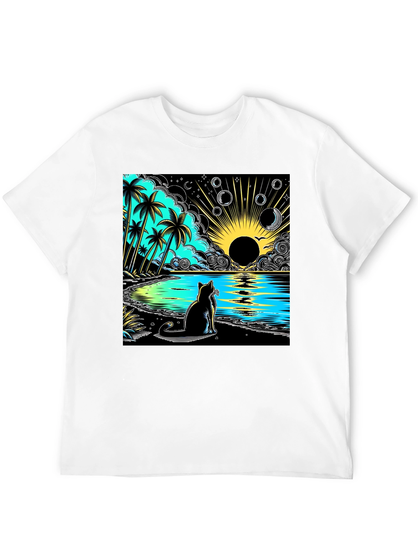 Tropical Cat Beach T-Shirt