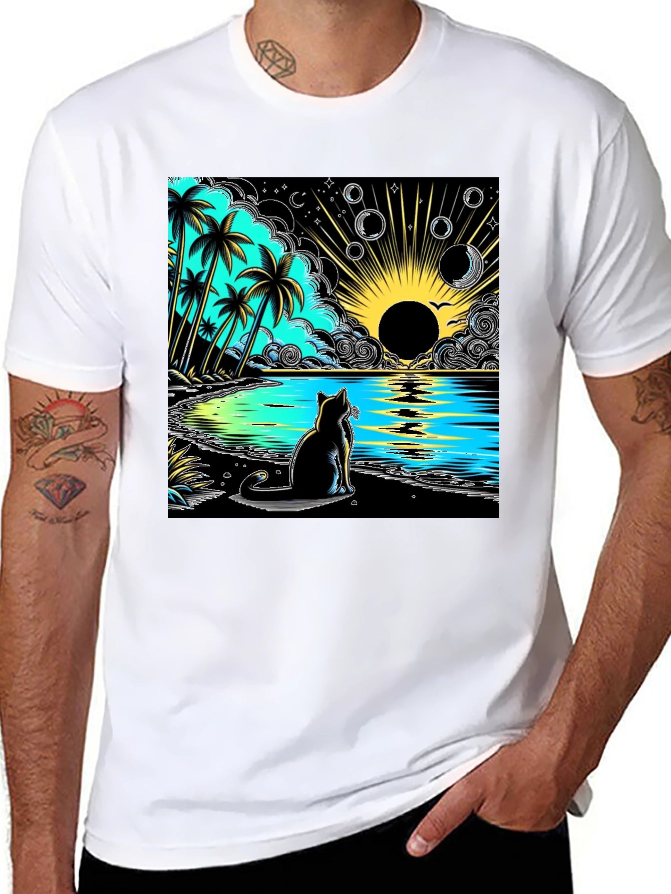 Tropical Cat Beach T-Shirt
