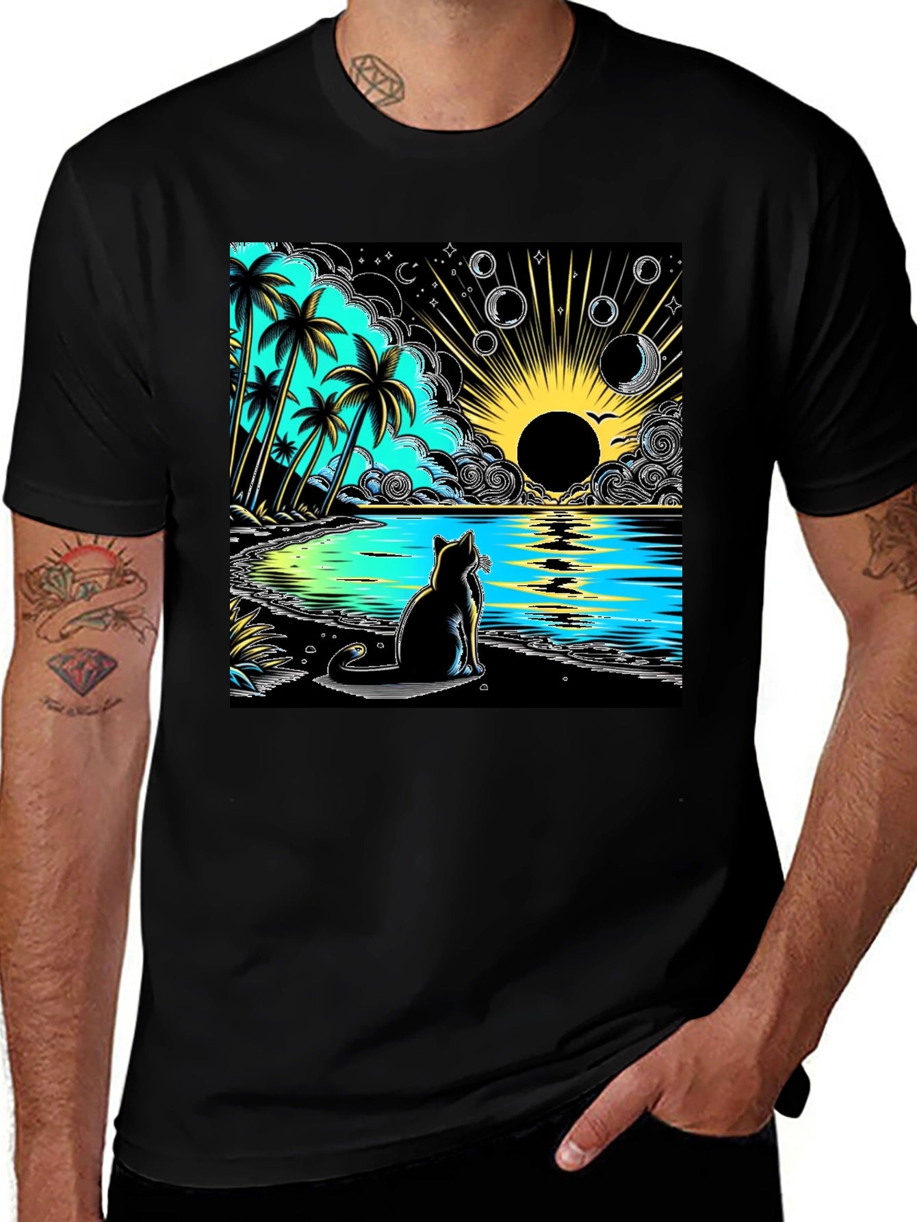 Tropical Cat Beach T-Shirt