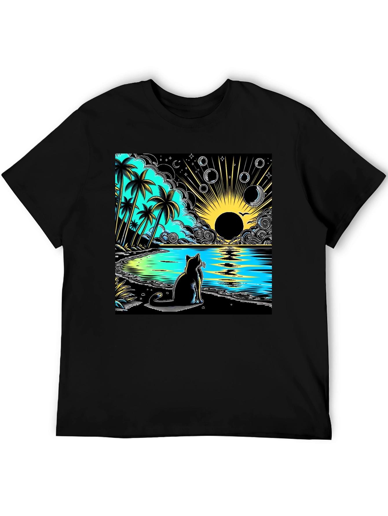 Tropical Cat Beach T-Shirt