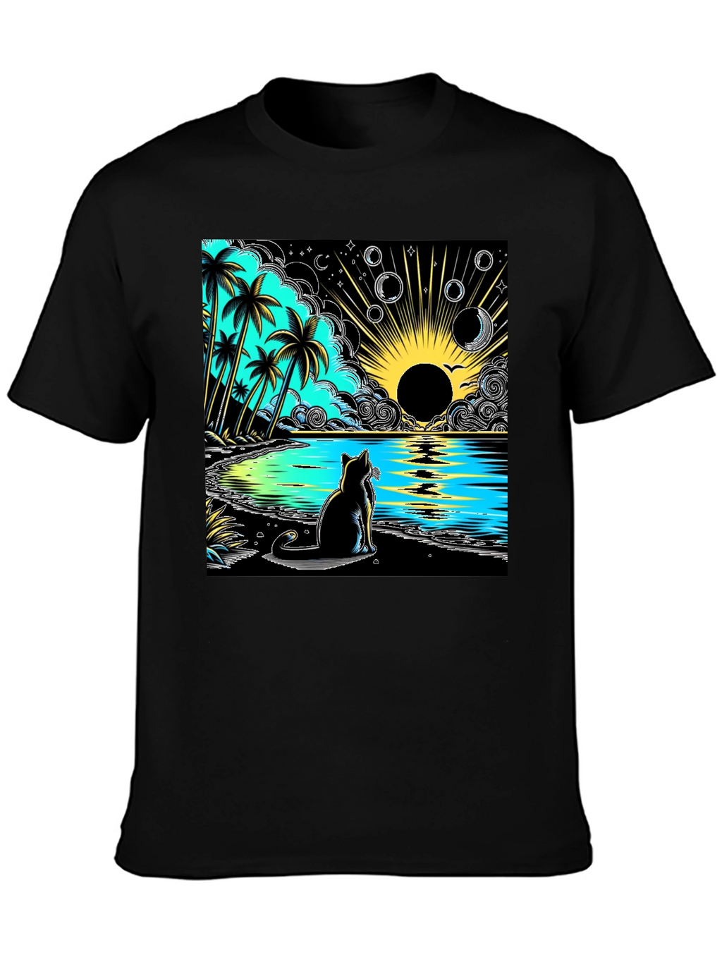 Tropical Cat Beach T-Shirt