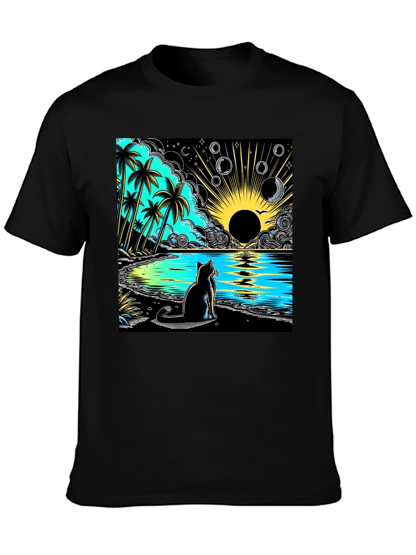 Tropical Cat Beach T-Shirt