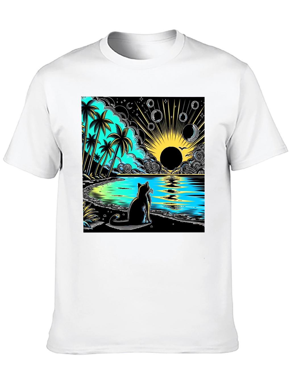 Tropical Cat Beach T-Shirt