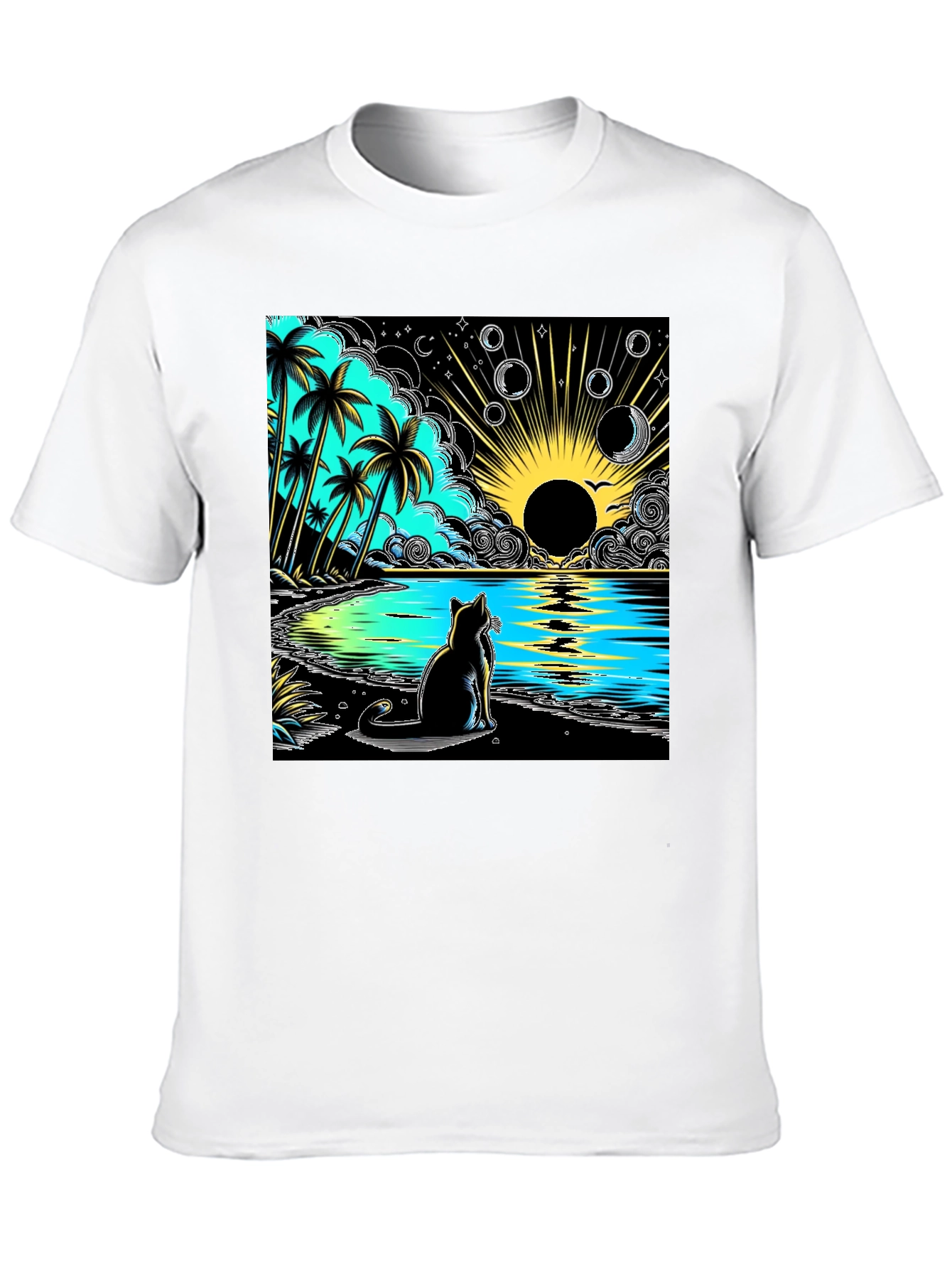 Tropical Cat Beach T-Shirt