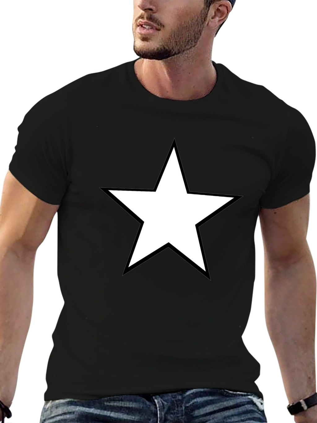 Star Graphic Tee - Bold Black Cotton Shirt