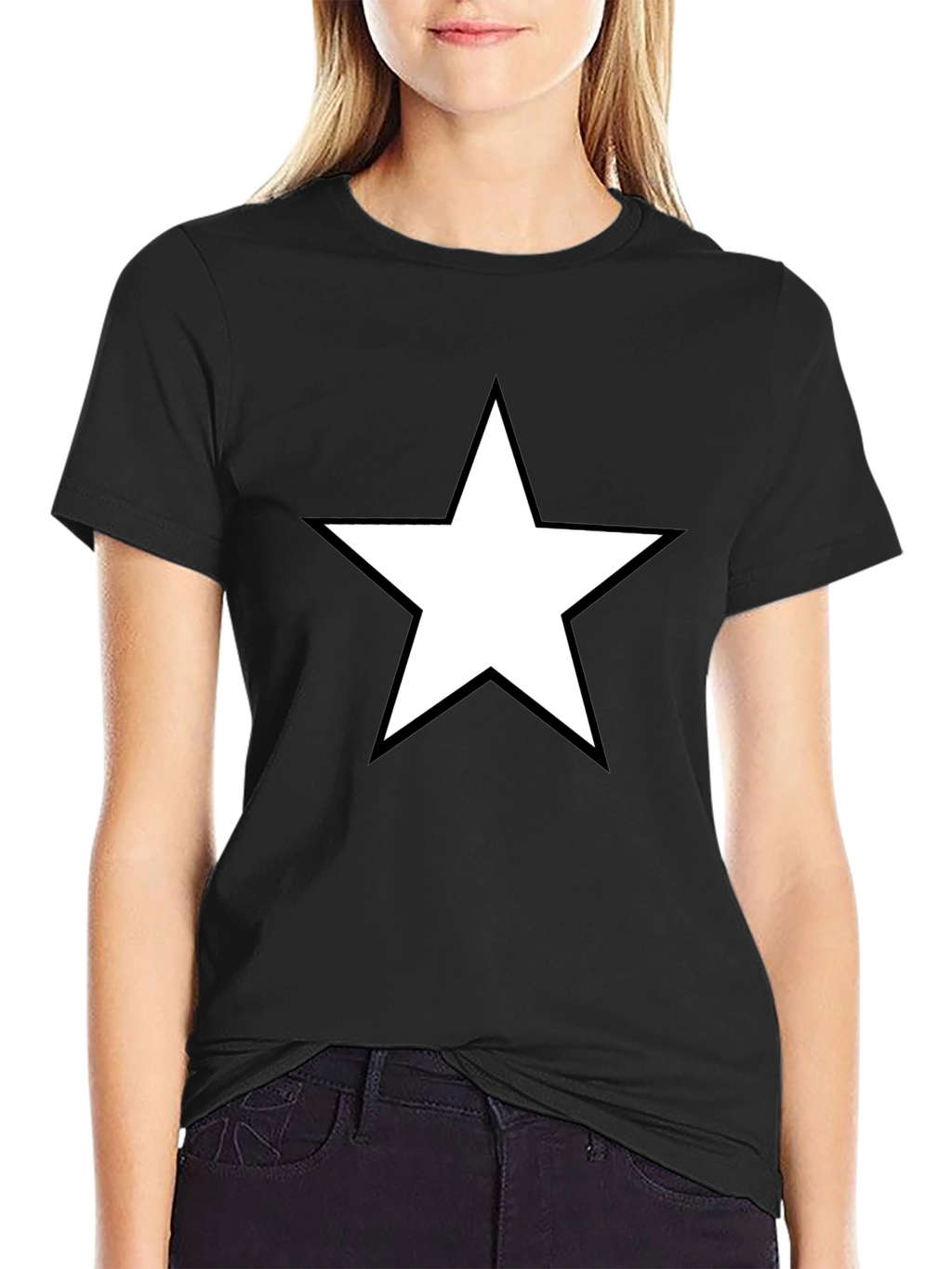 Star Graphic Tee - Bold Black Cotton Shirt