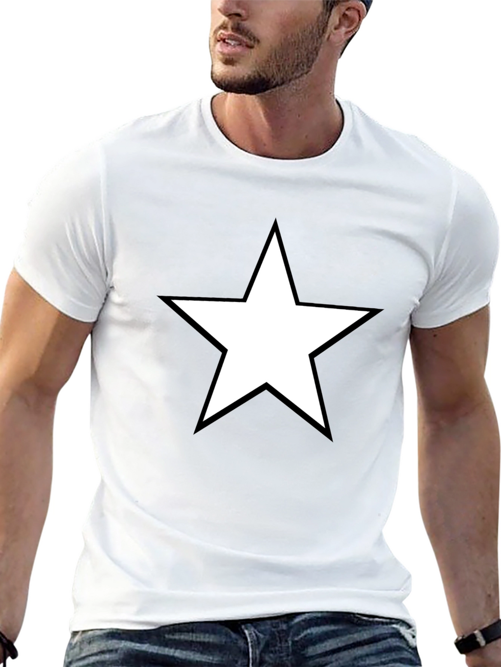 Star Graphic Tee - Bold Black Cotton Shirt