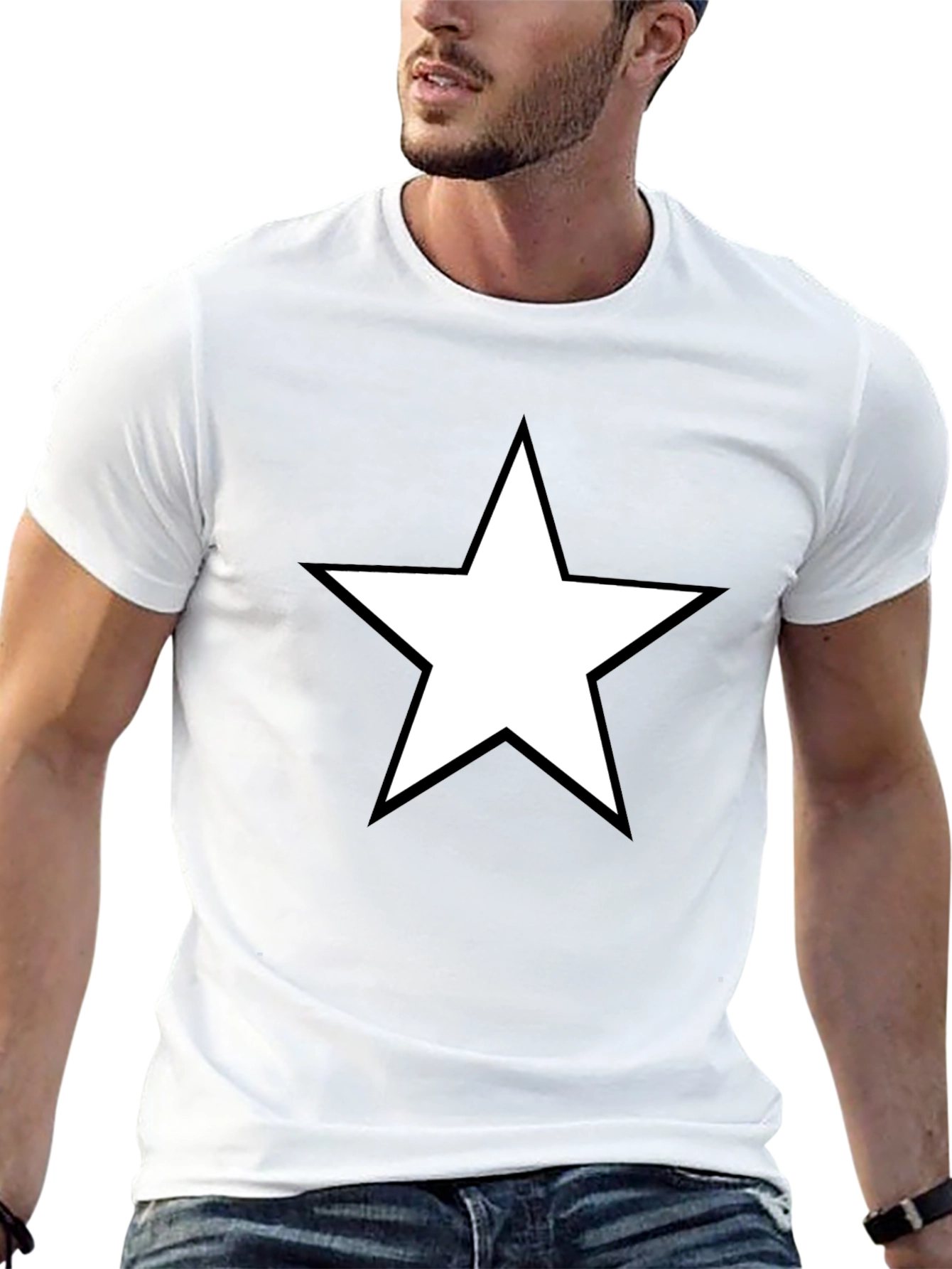 Star Graphic Tee - Bold Black Cotton Shirt