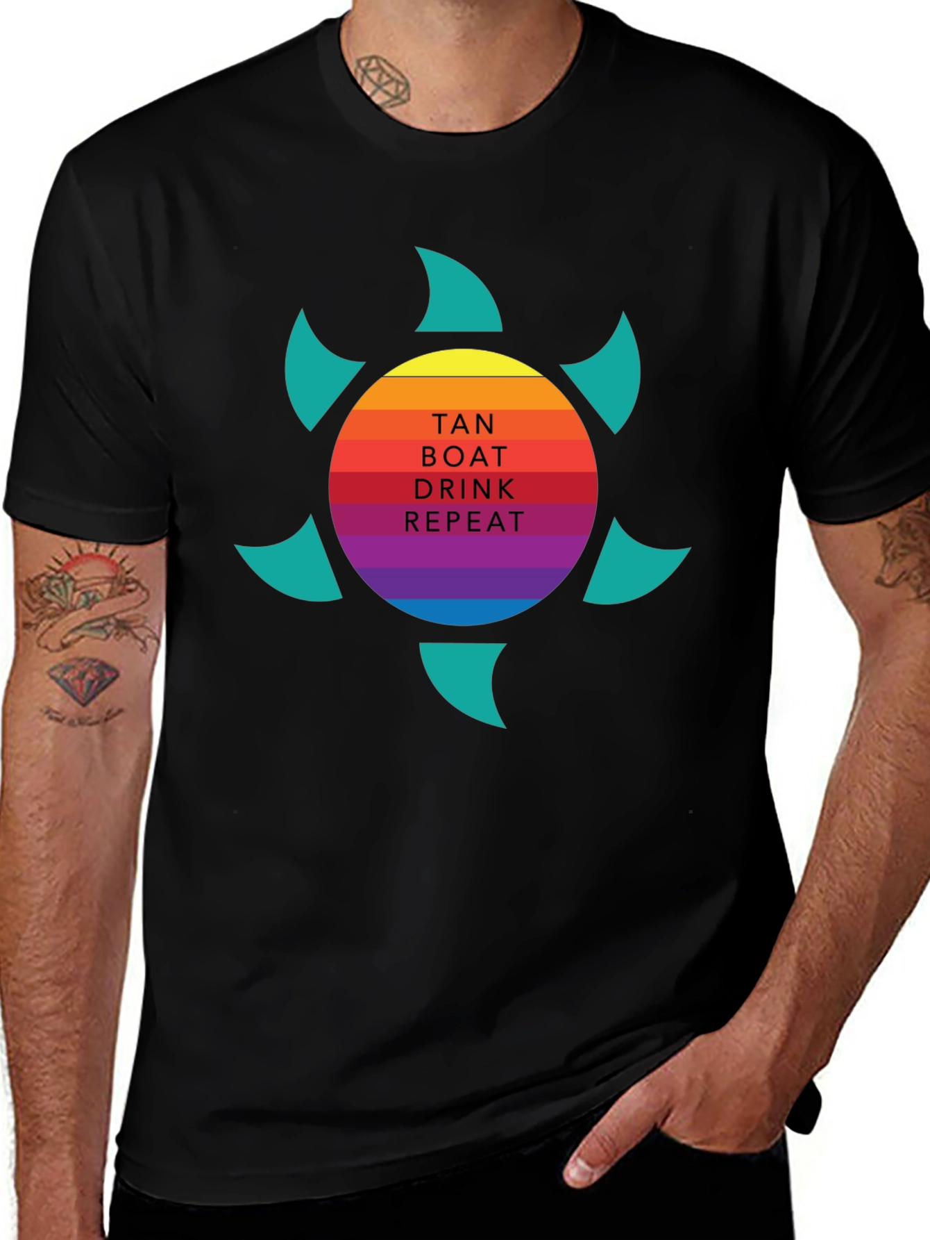 Tan Boat Drink Repeat Graphic Tee
