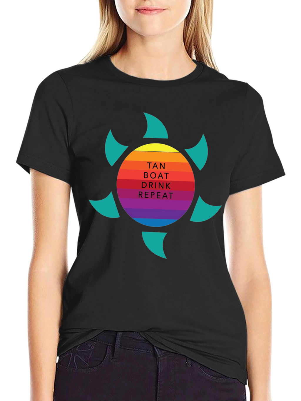 Tan Boat Drink Repeat Graphic Tee