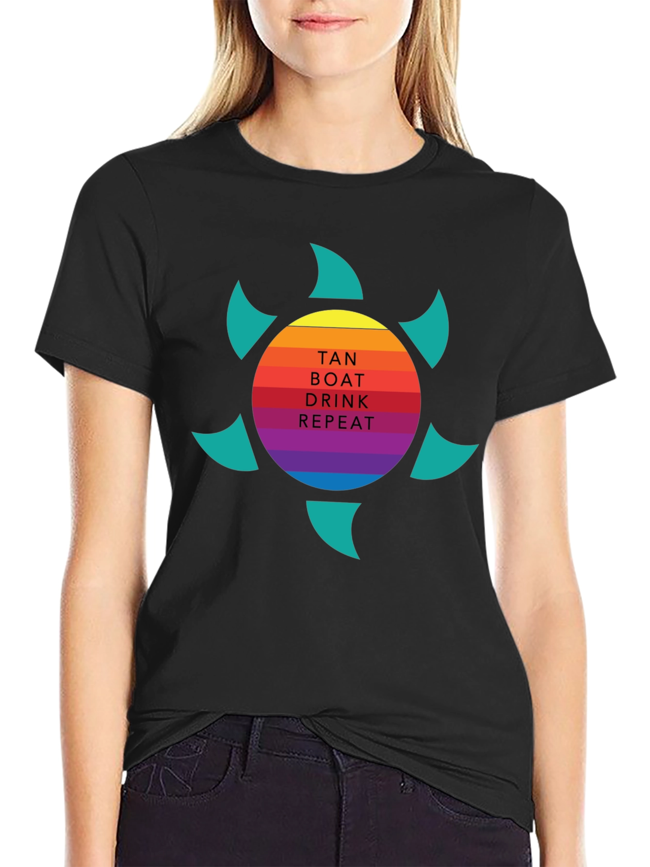 Tan Boat Drink Repeat Graphic Tee