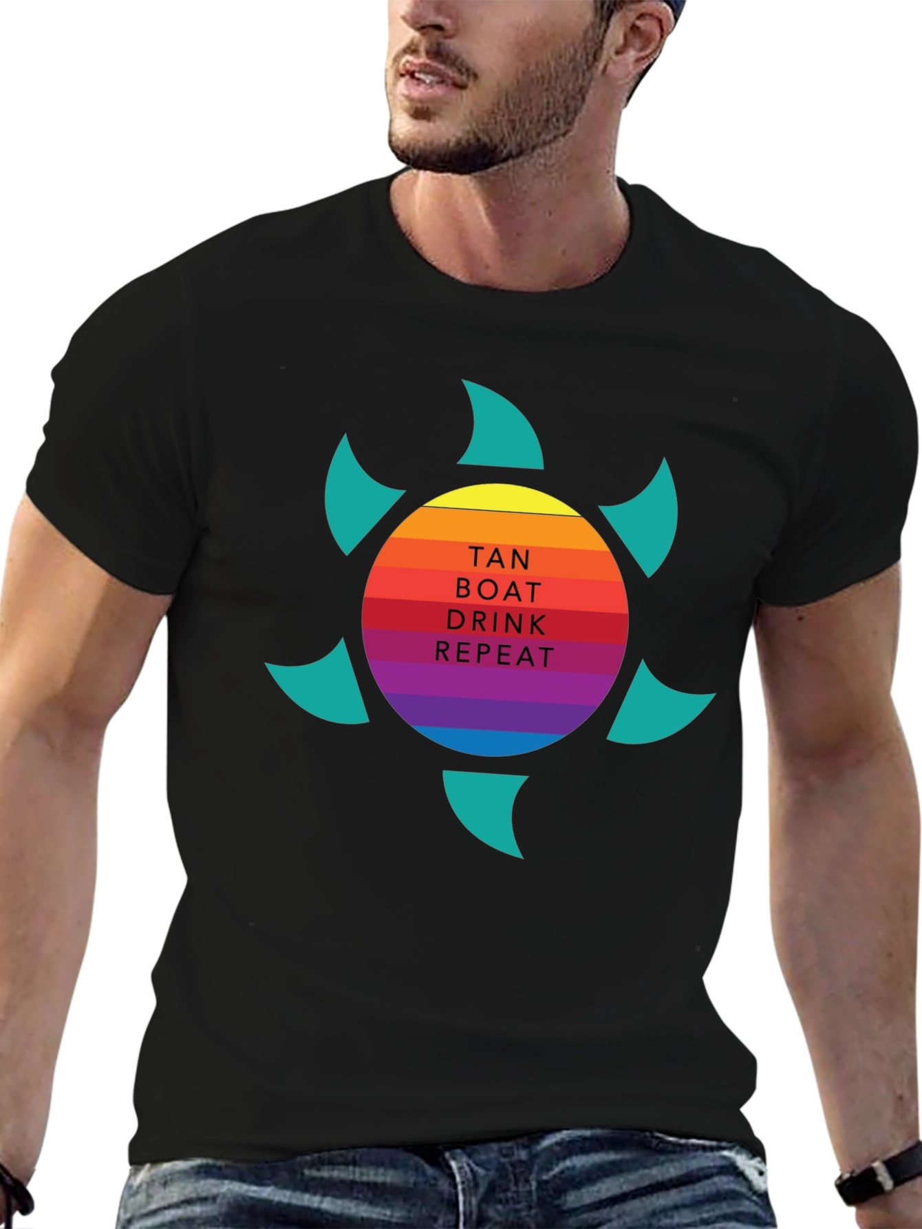 Tan Boat Drink Repeat Graphic Tee