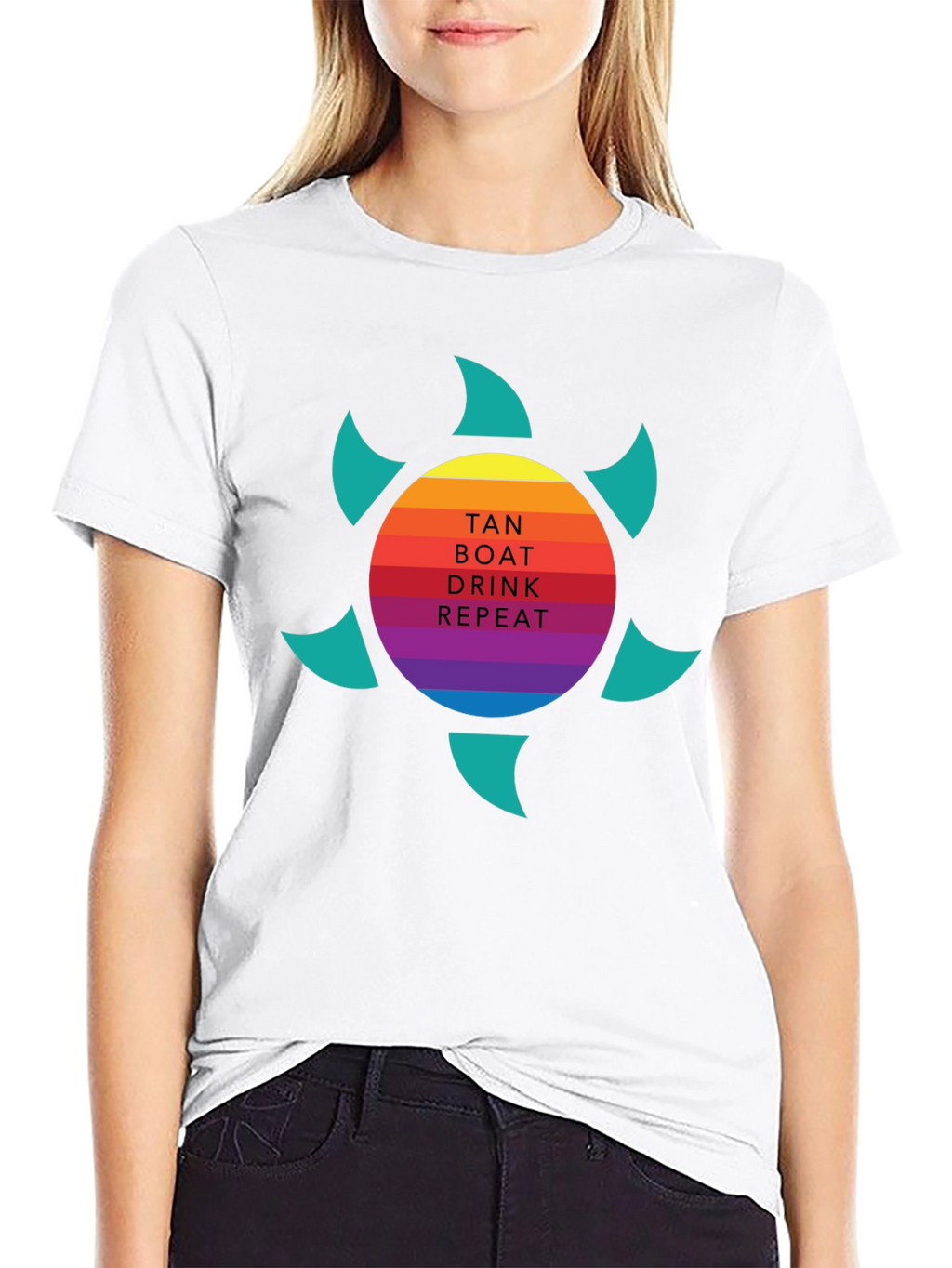 Tan Boat Drink Repeat Graphic Tee