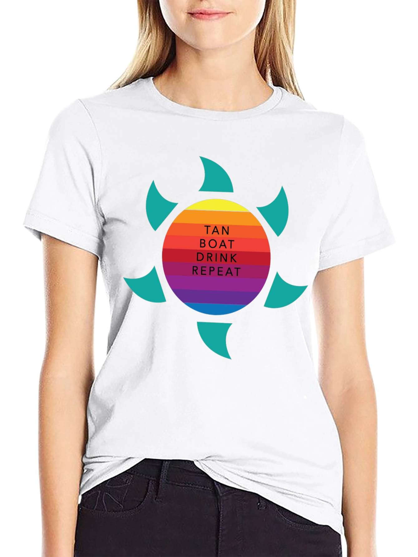 Tan Boat Drink Repeat Graphic Tee