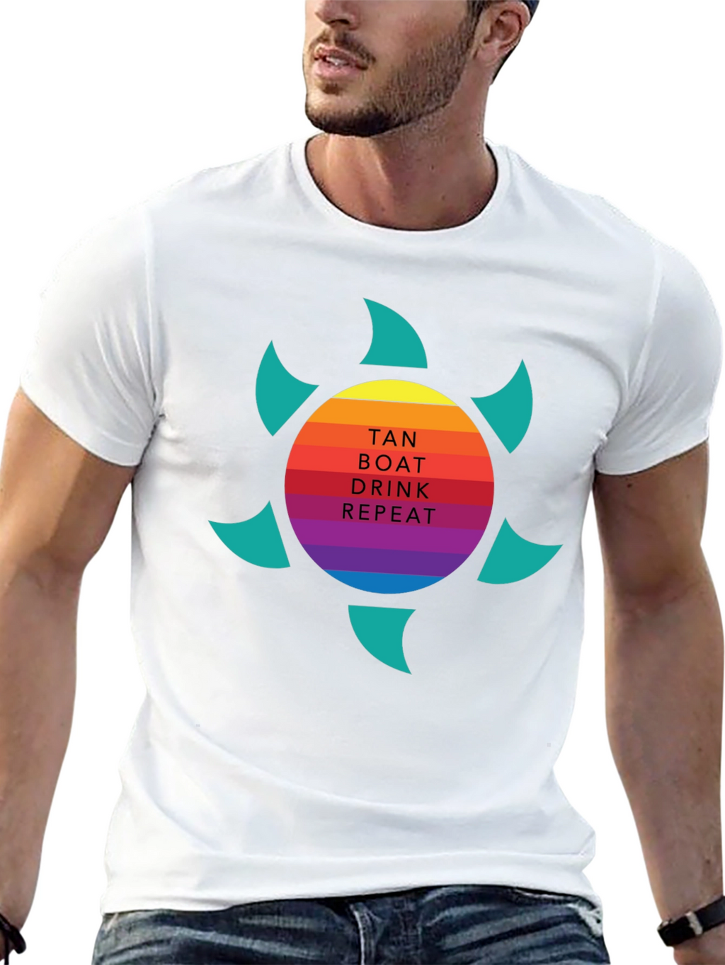 Tan Boat Drink Repeat Graphic Tee