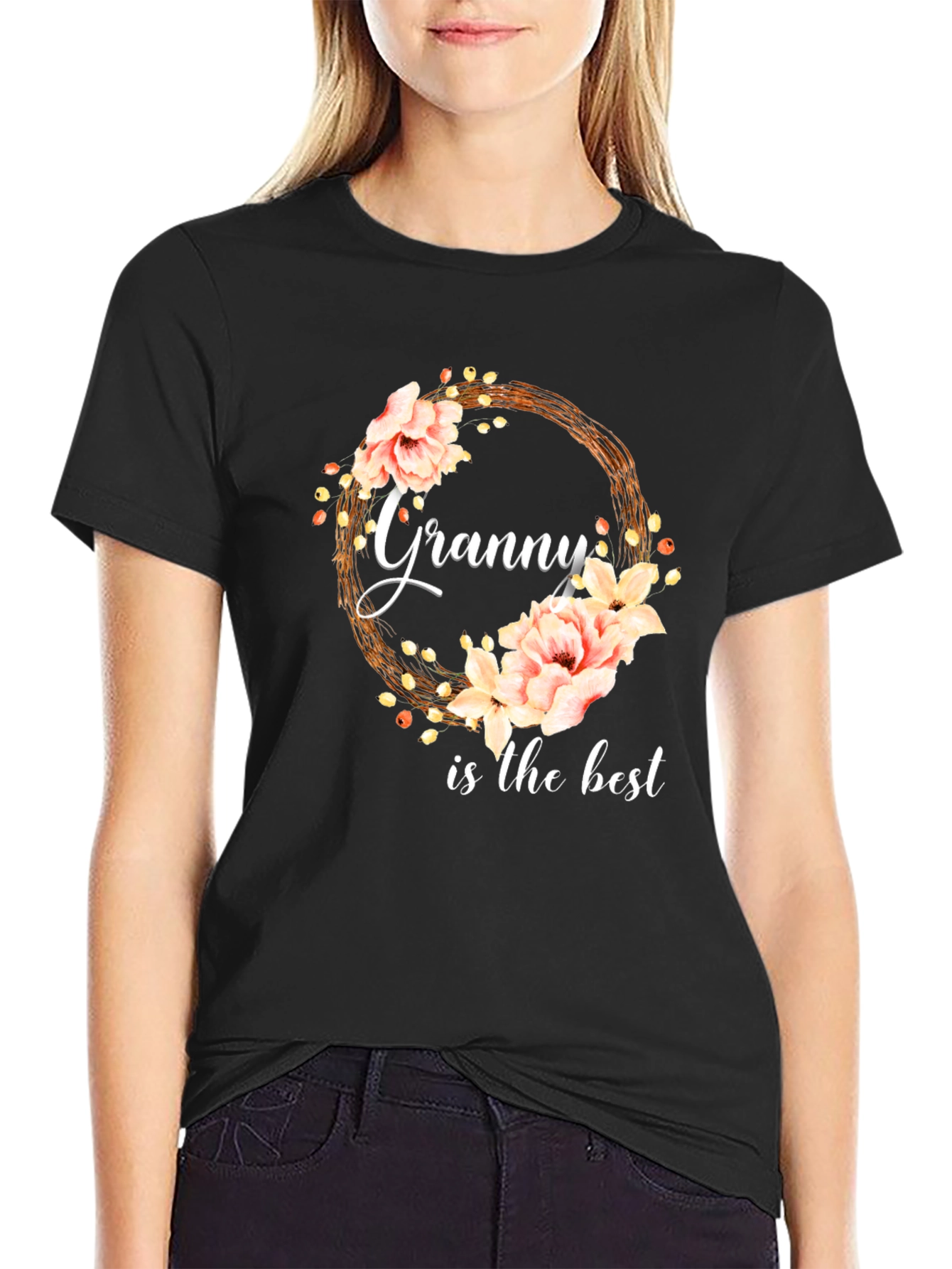 Granny is the Best Floral Wreath T-Shirt