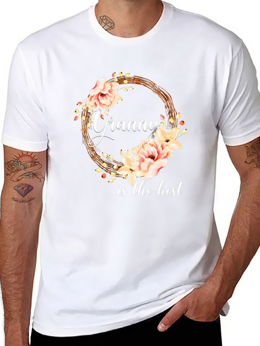 Granny is the Best Floral Wreath T-Shirt