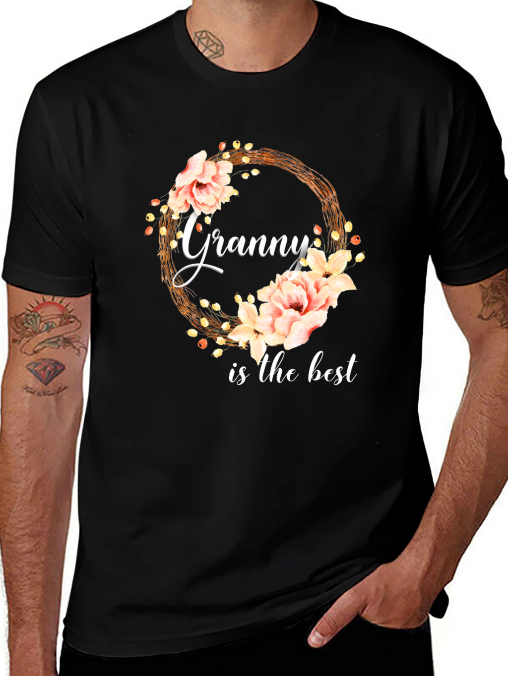 Granny is the Best Floral Wreath T-Shirt
