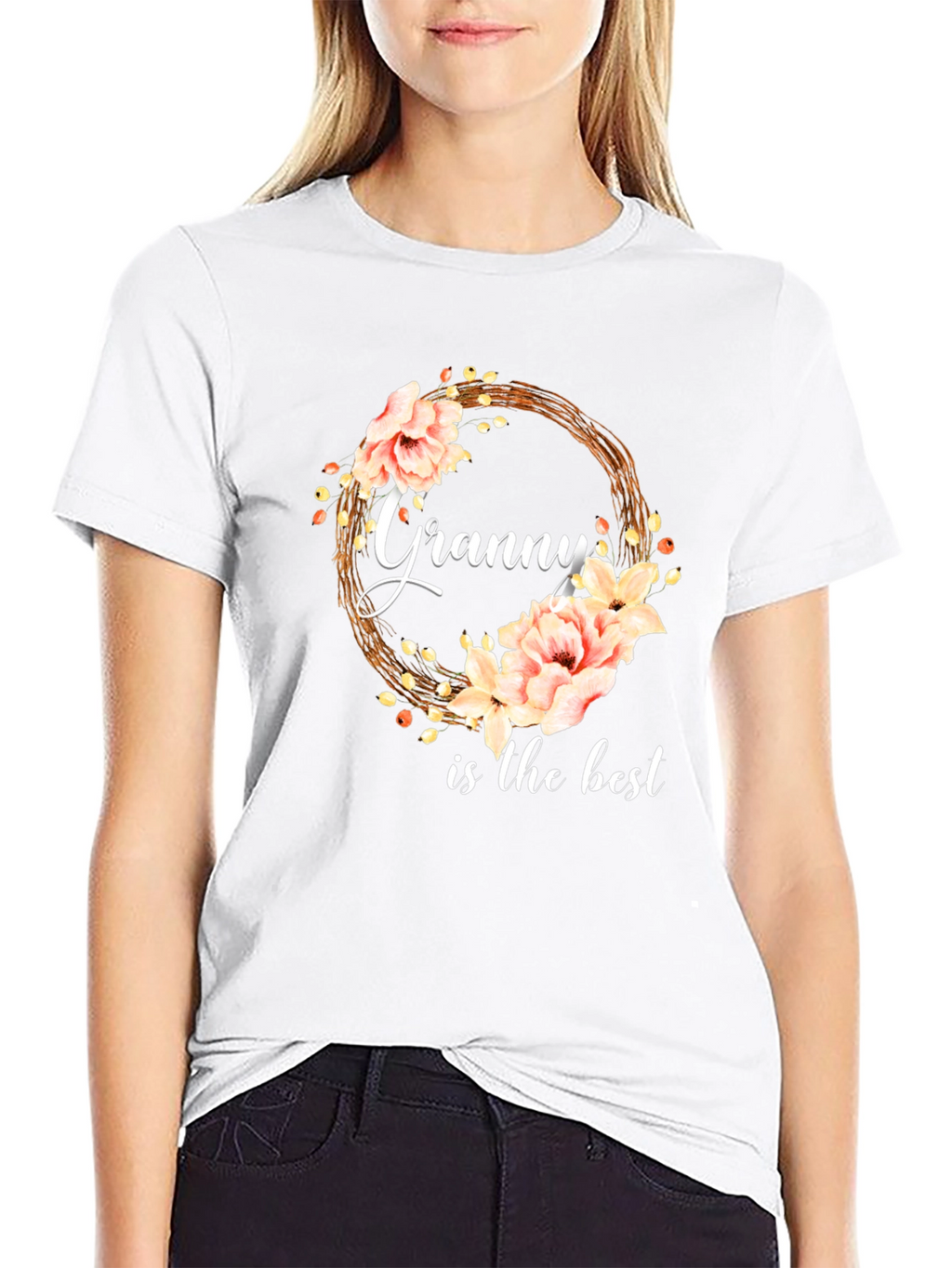 Granny is the Best Floral Wreath T-Shirt