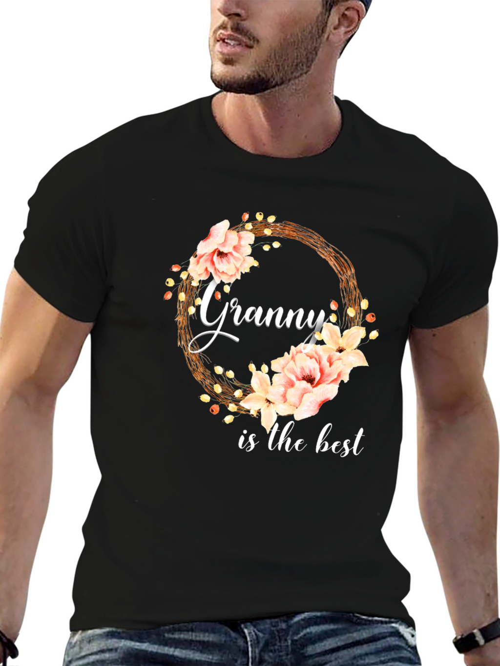 Granny is the Best Floral Wreath T-Shirt