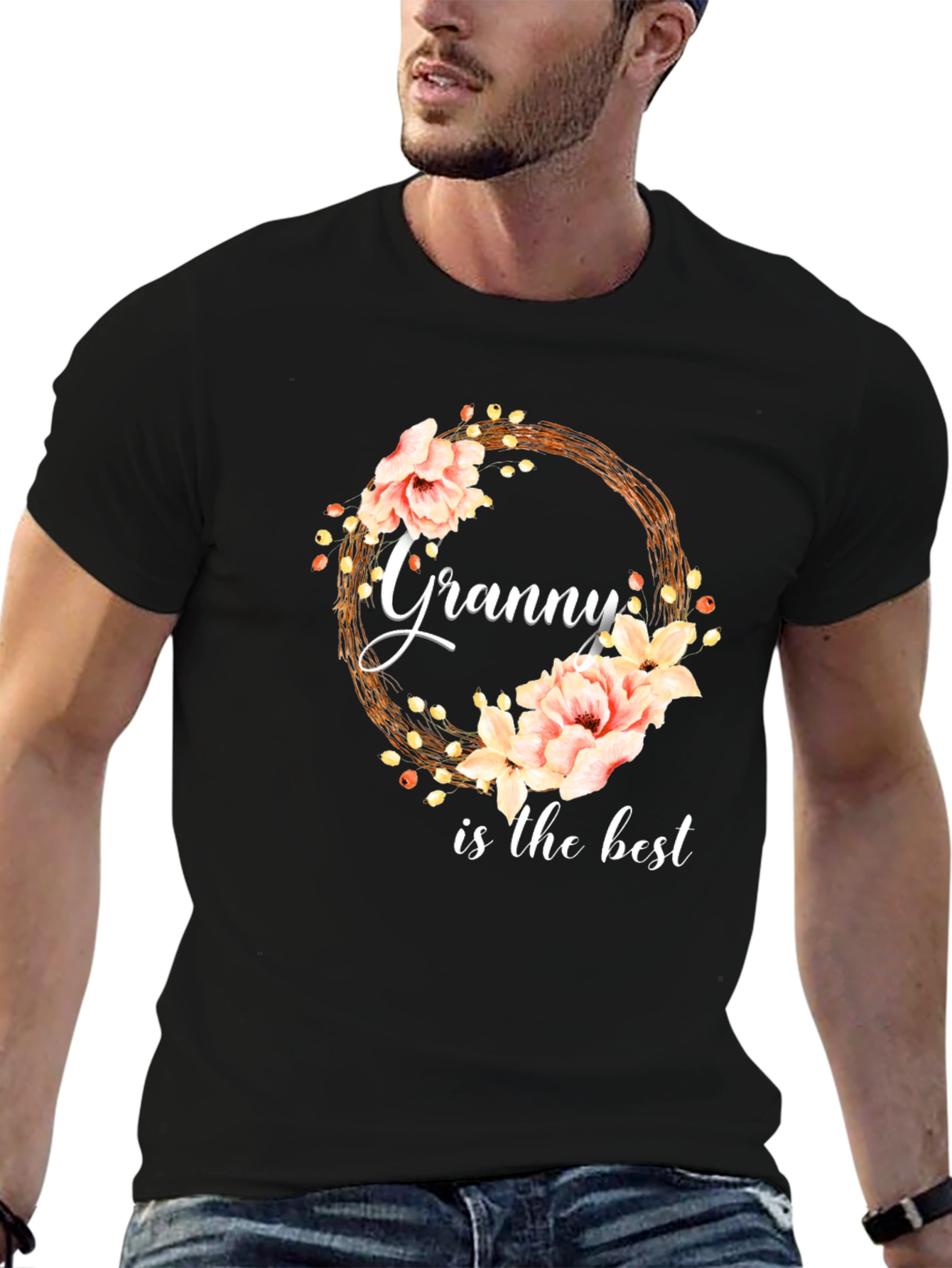 Granny is the Best Floral Wreath T-Shirt