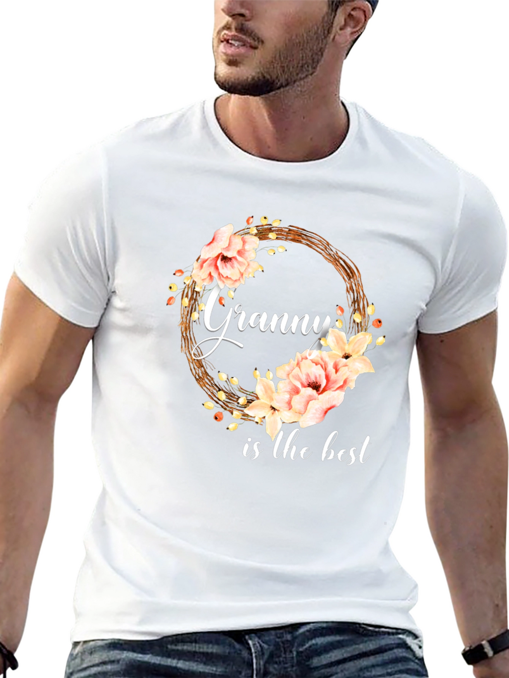 Granny is the Best Floral Wreath T-Shirt