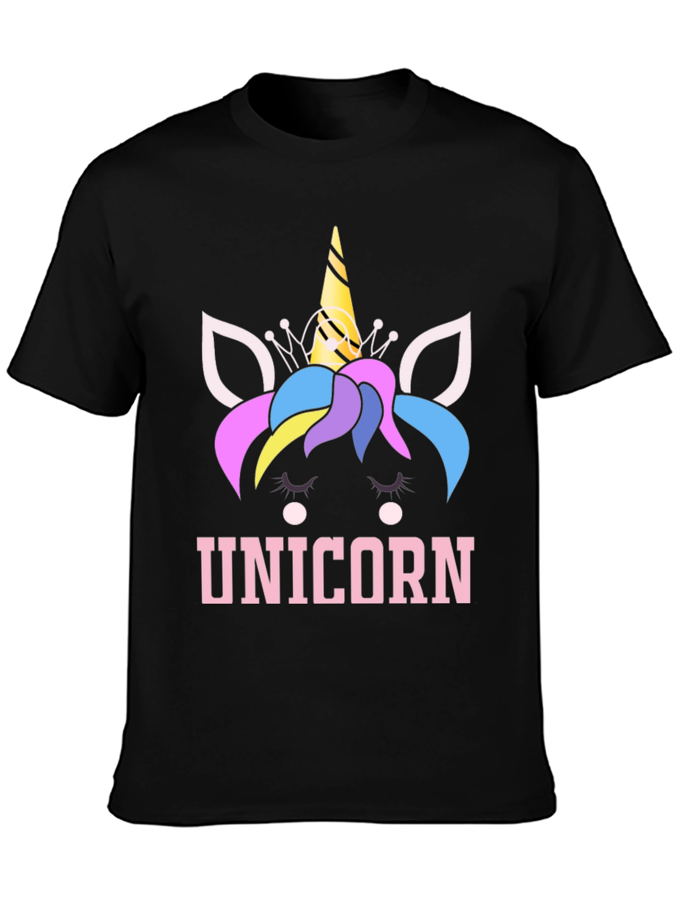 Unicorn Graphic Tee - Black Cotton Blend T-Shirt