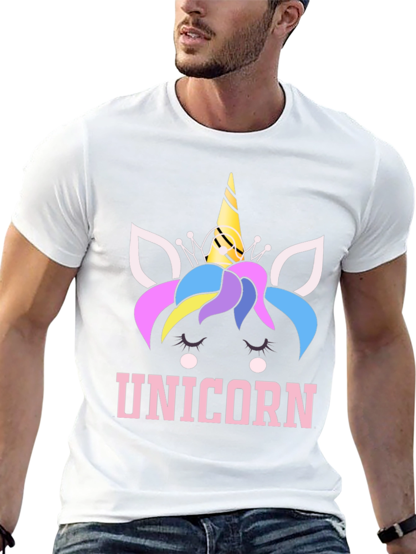 Unicorn Graphic Tee - Black Cotton Blend T-Shirt