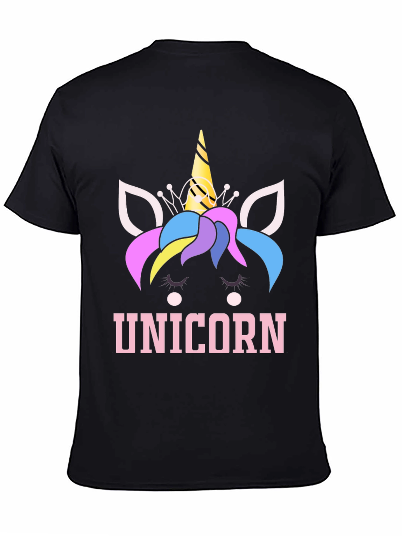 Unicorn Graphic Tee - Black Cotton Blend T-Shirt