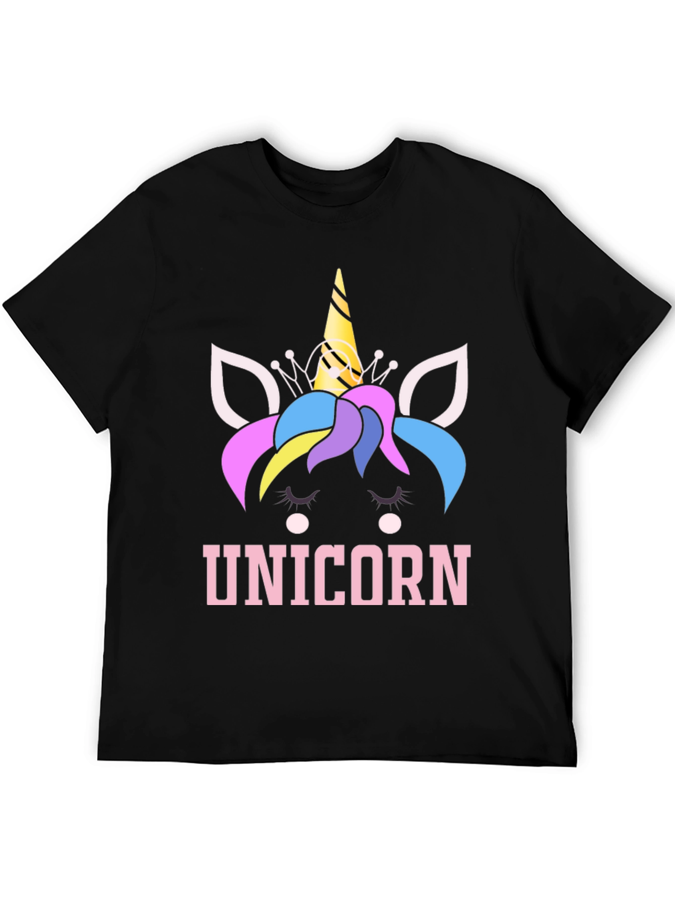Unicorn Graphic Tee - Black Cotton Blend T-Shirt