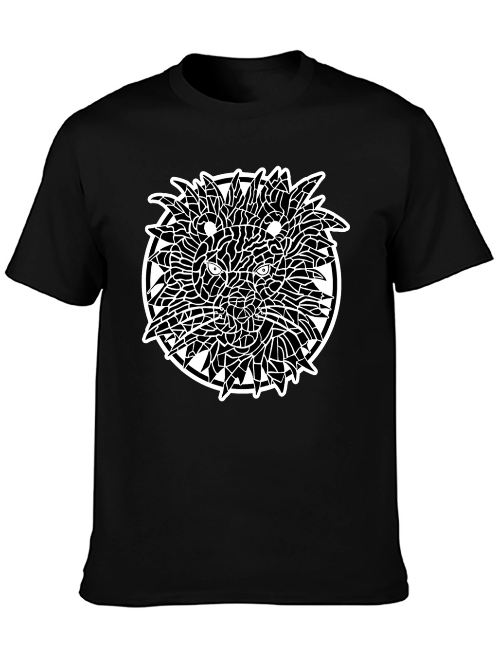 Abstract Lion Graphic Tee - Black