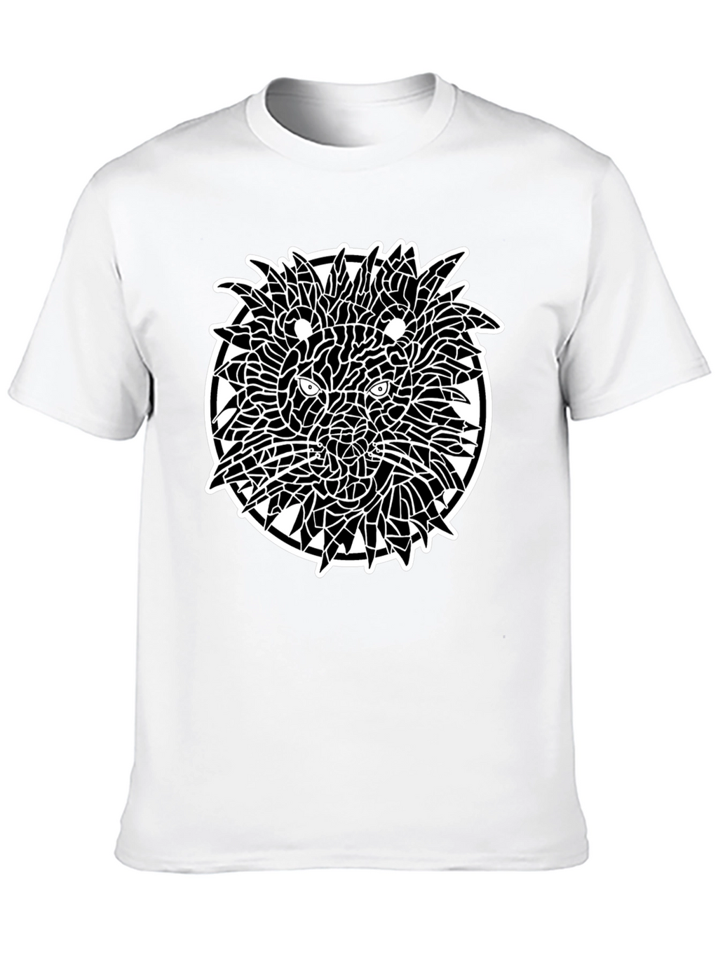 Abstract Lion Graphic Tee - Black