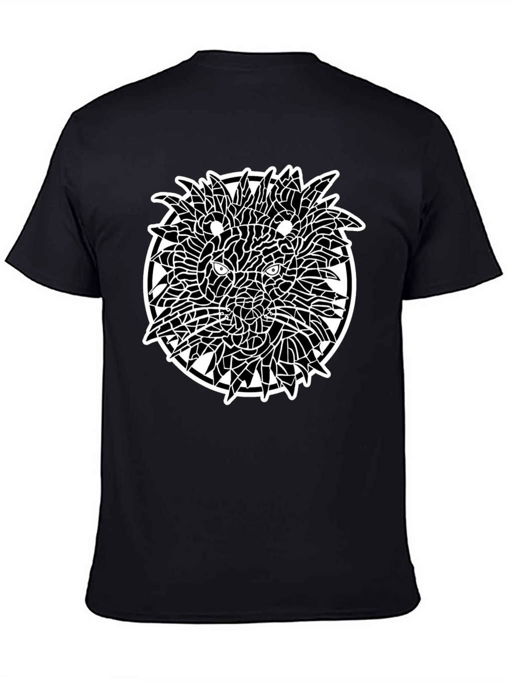 Abstract Lion Graphic Tee - Black