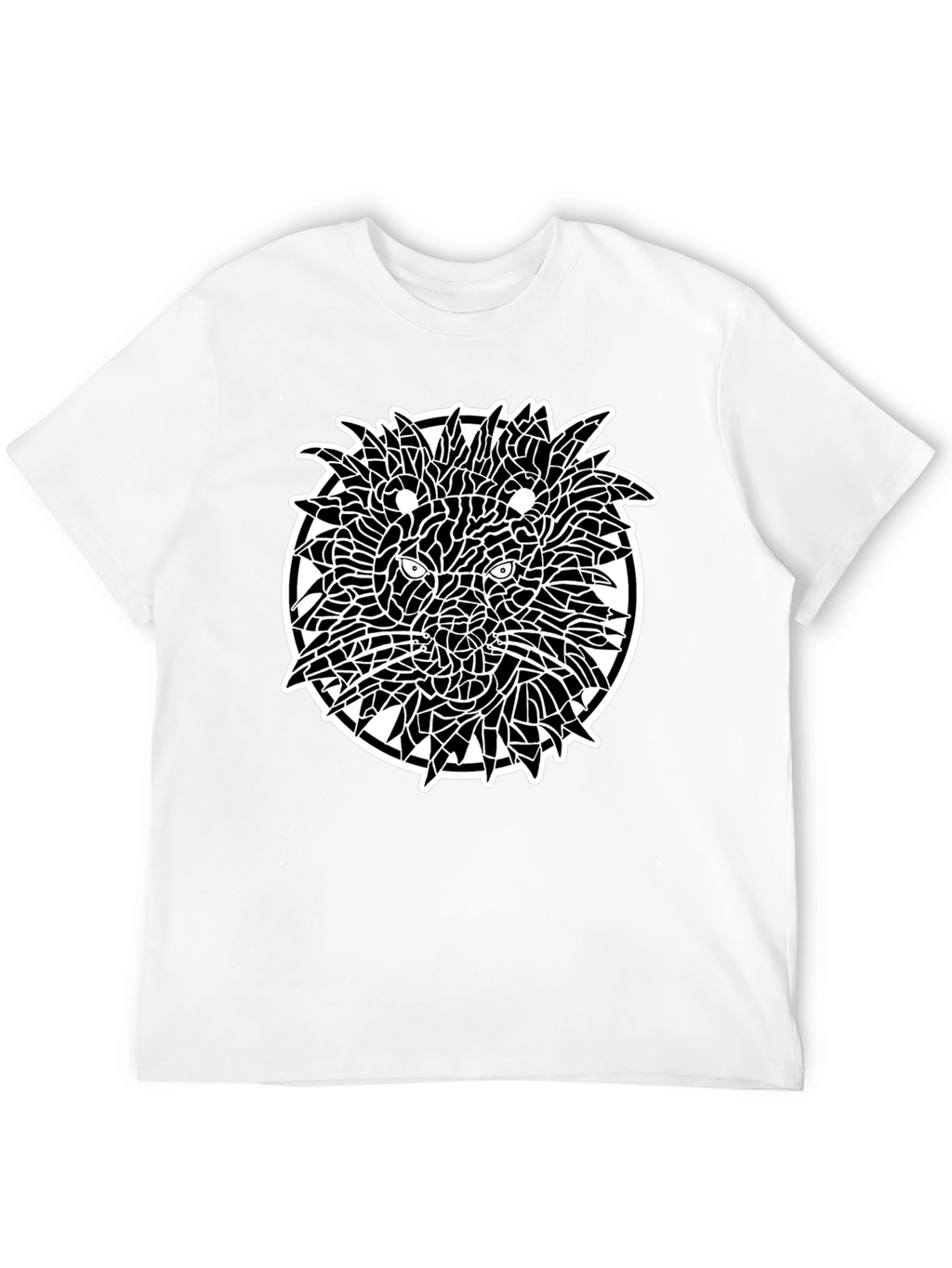 Abstract Lion Graphic Tee - Black