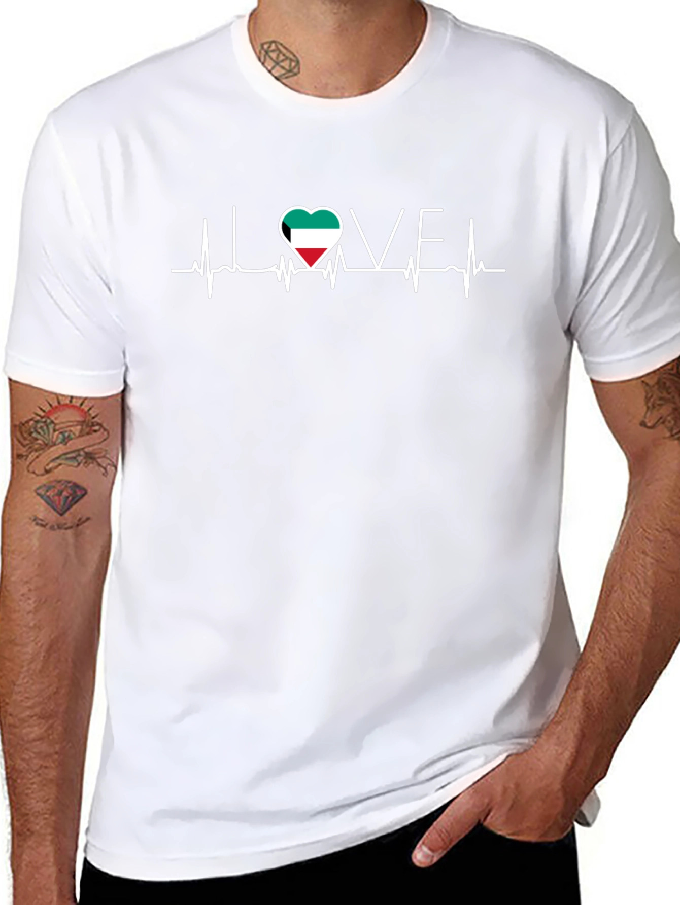 Kuwait Flag Heartbeat T-Shirt - I Love Kuwait Tee