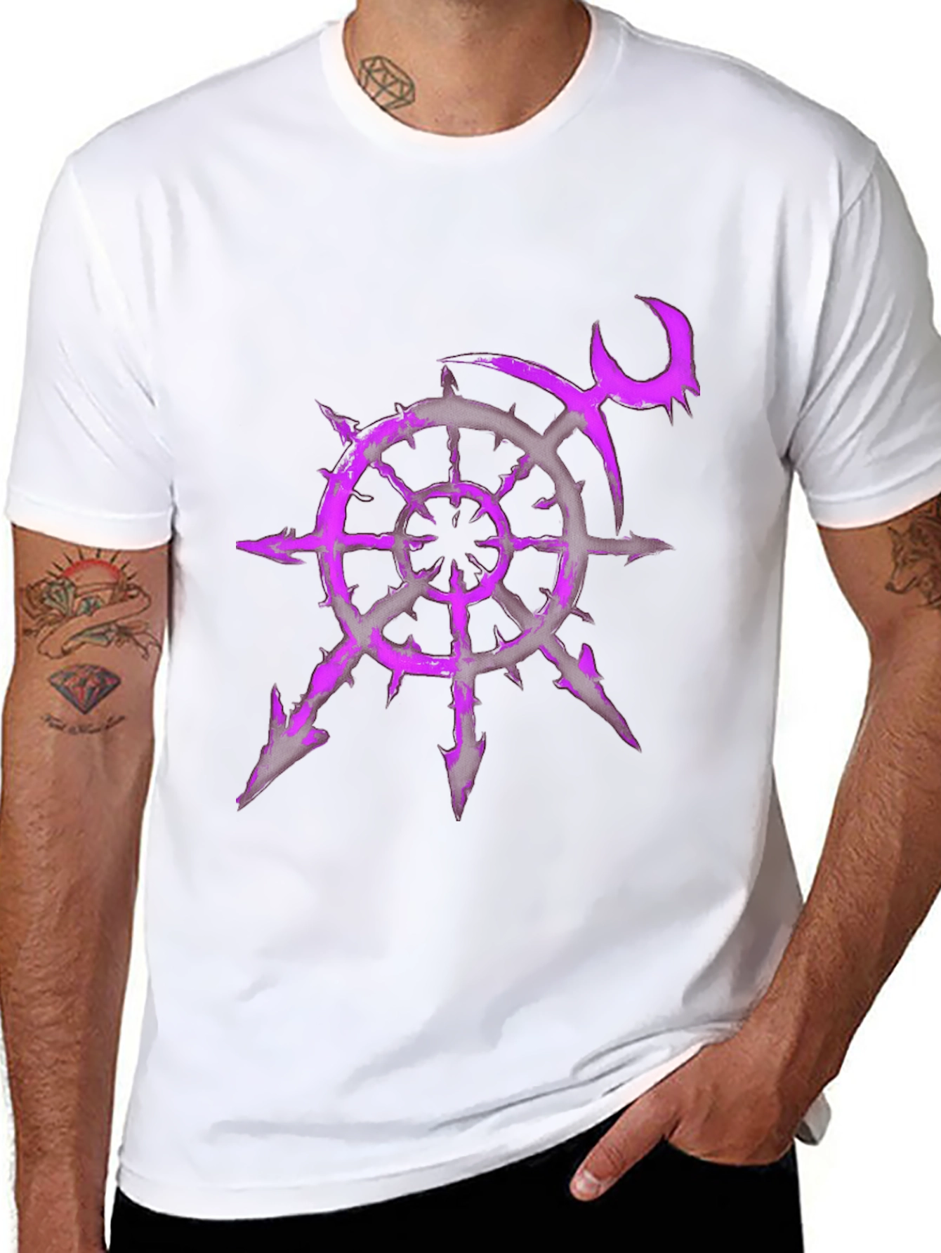 Chaos Star T-Shirt - Purple Graphic Print