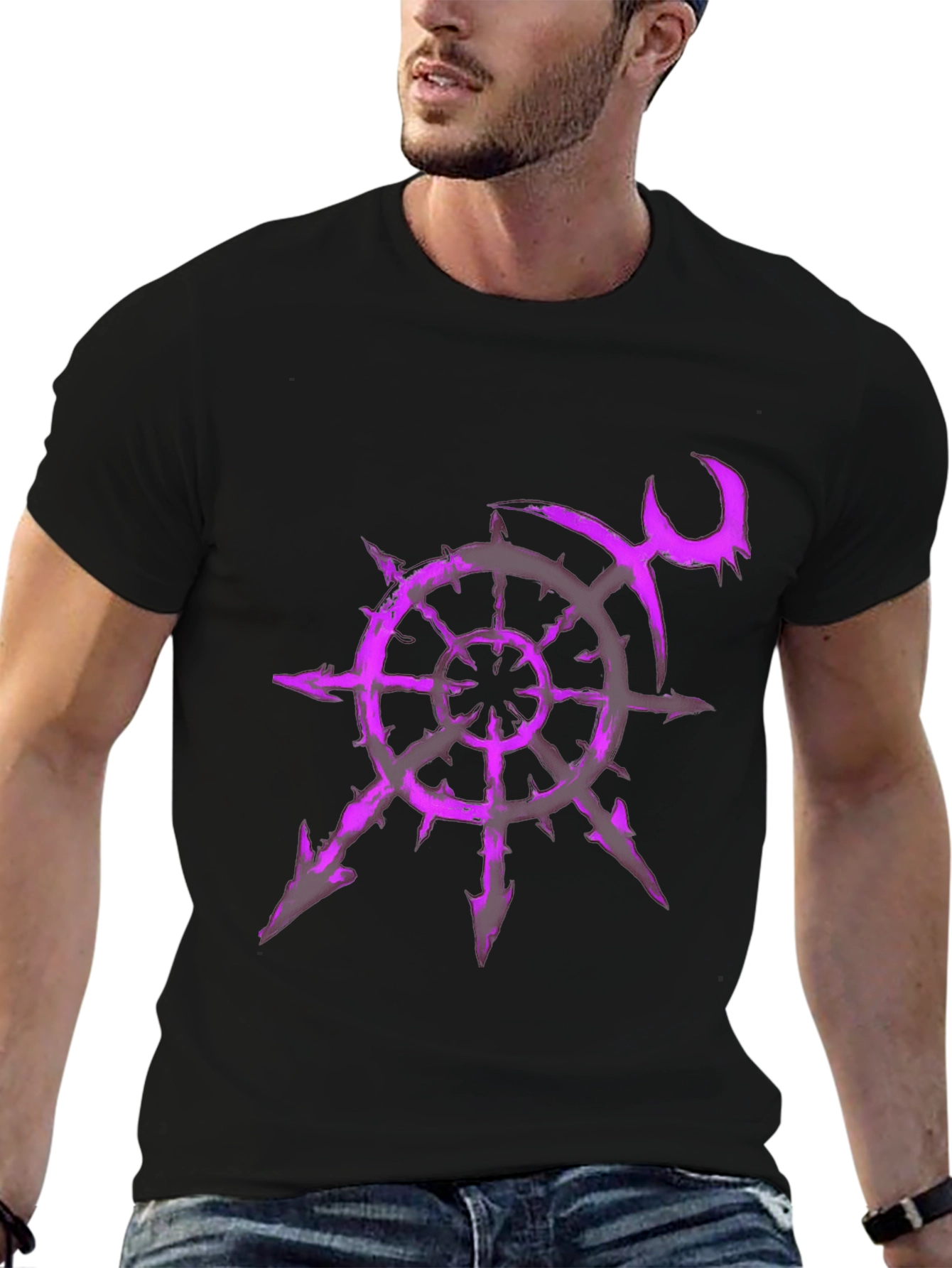Chaos Star T-Shirt - Purple Graphic Print