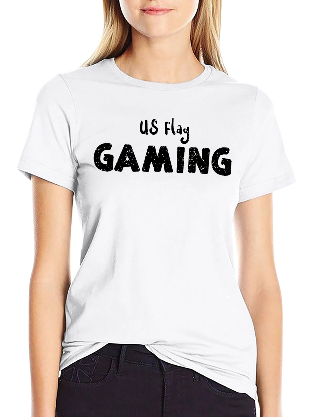 US Flag Gaming T-Shirt - Black Casual Tee