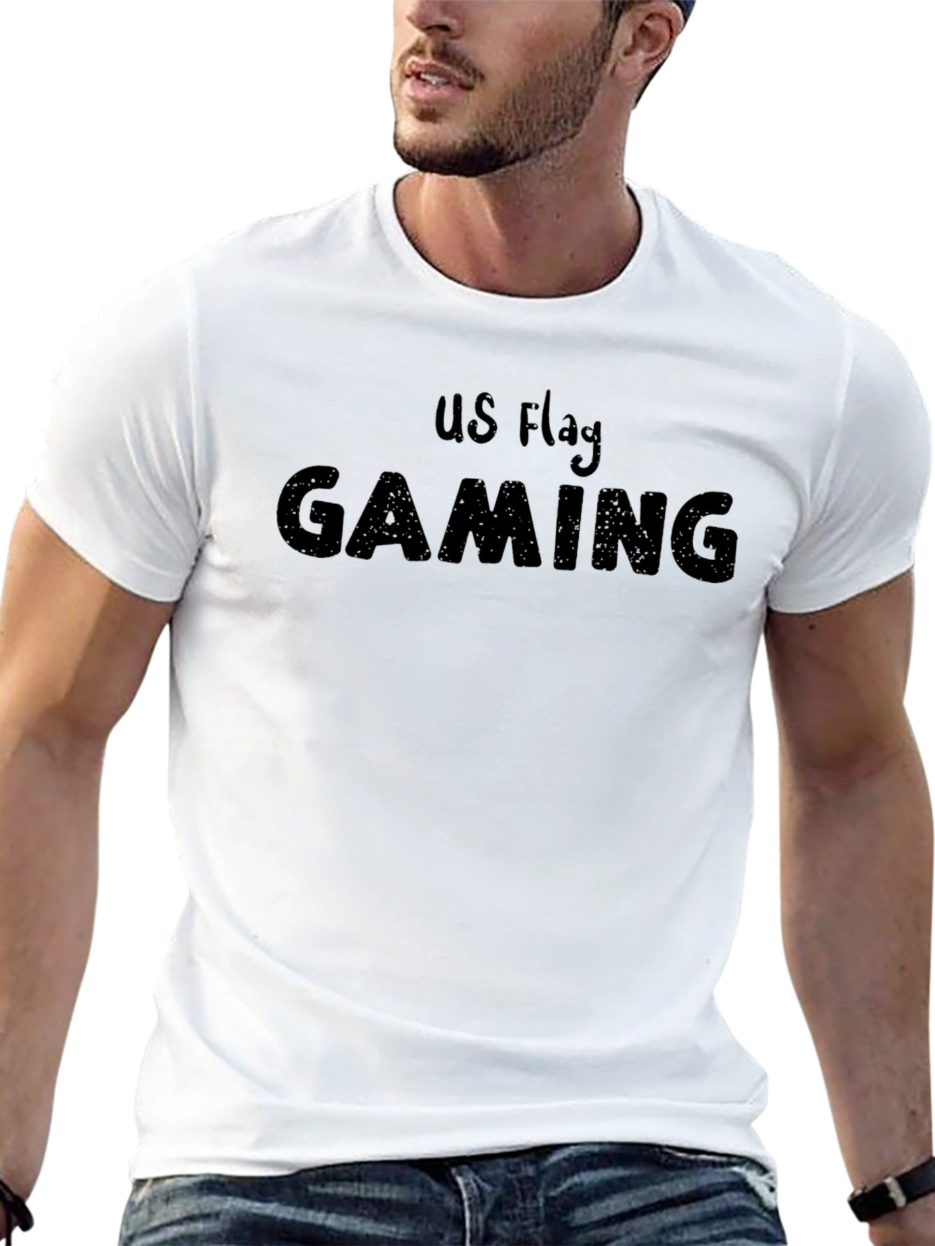 US Flag Gaming T-Shirt - Black Casual Tee