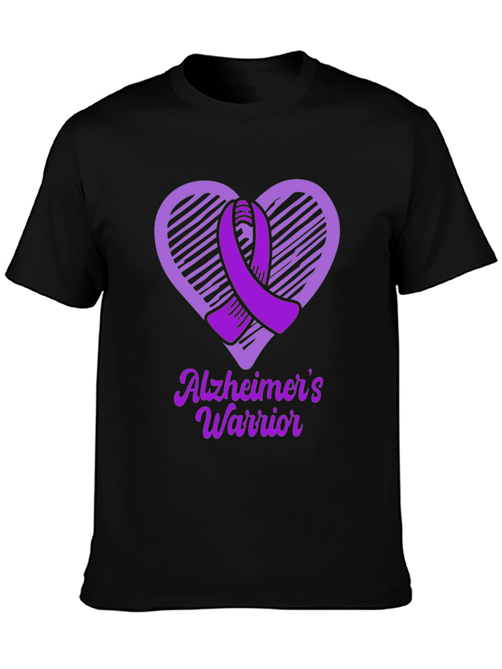 Alzheimers Warrior Awareness T-Shirt Purple Ribbon Heart